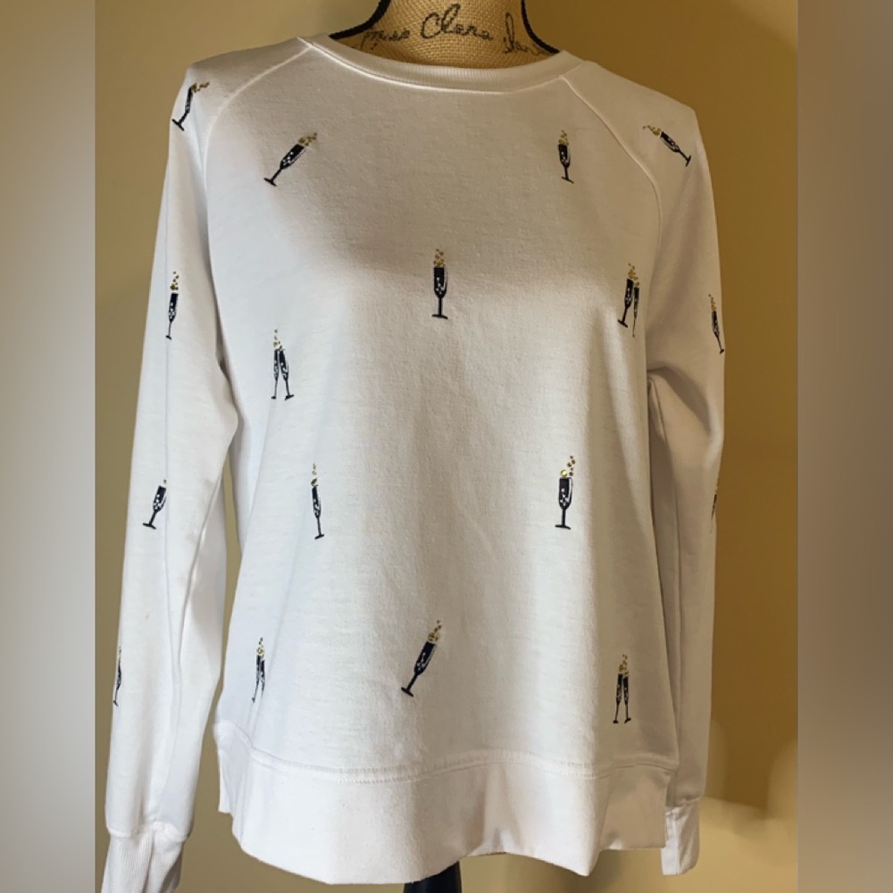 PHILOSOPHY ladies grayish white champagne decals sweatshirt Size S/P VGUC